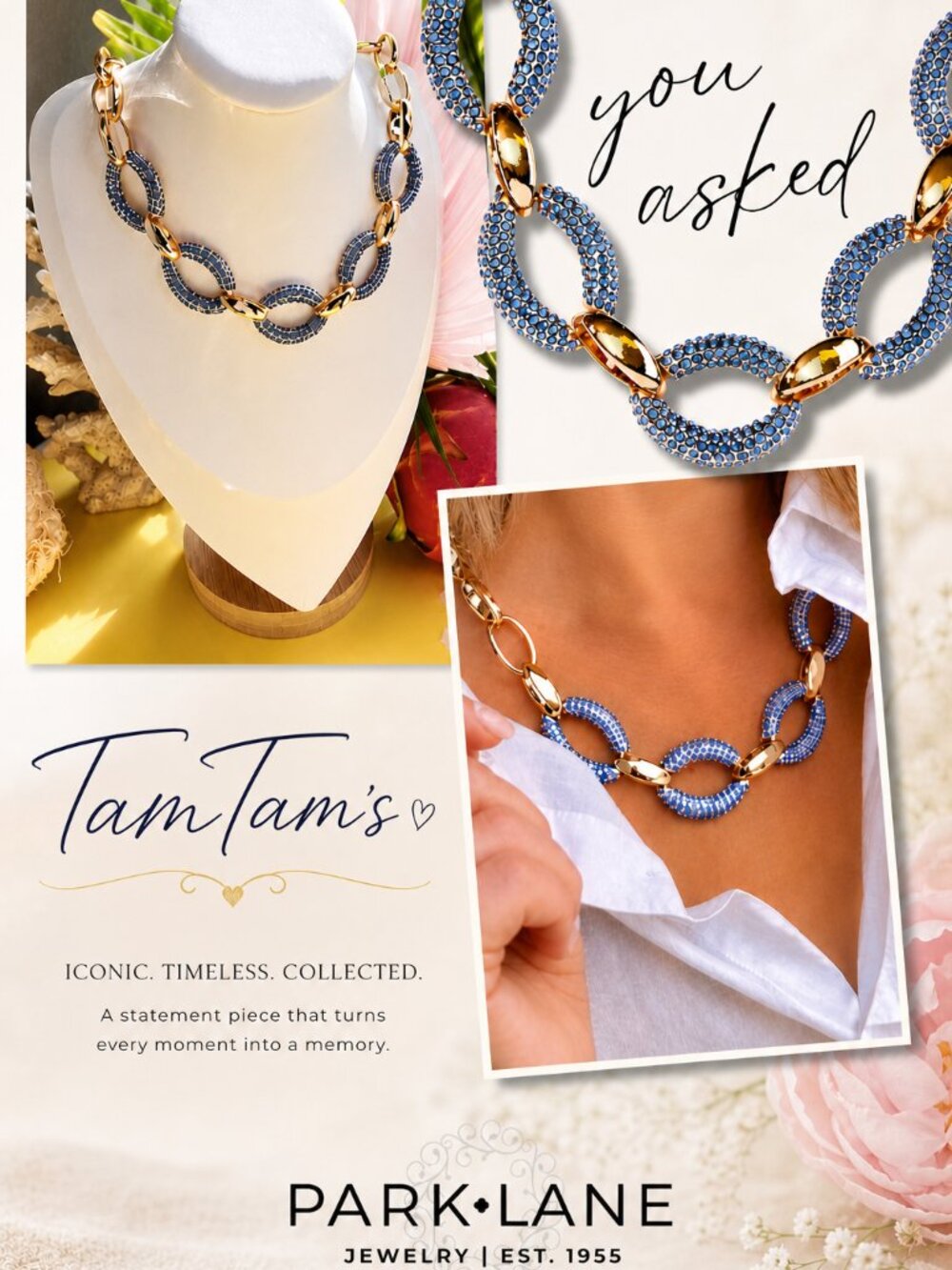 Park Lane Splash Blue Pave Crystals Necklace